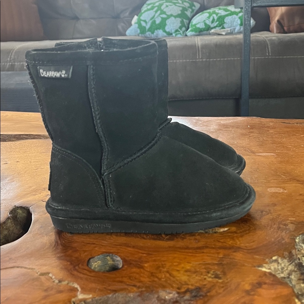 Bearpaw Kids Emma Zip Short Boots Black Water Resistant Toddler Size 9 Girls